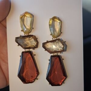 Elegant Multicolor Drop Plastic Crystal Earrings - Gold Tone Setting